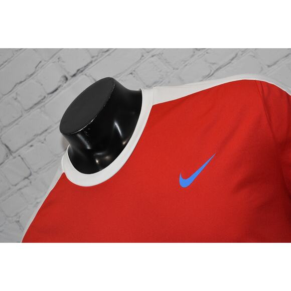 Nike Gym Shirt Mens Size XL Running Polyester Dri-Fit Red White Blue Performance - Picture 3 of 7
